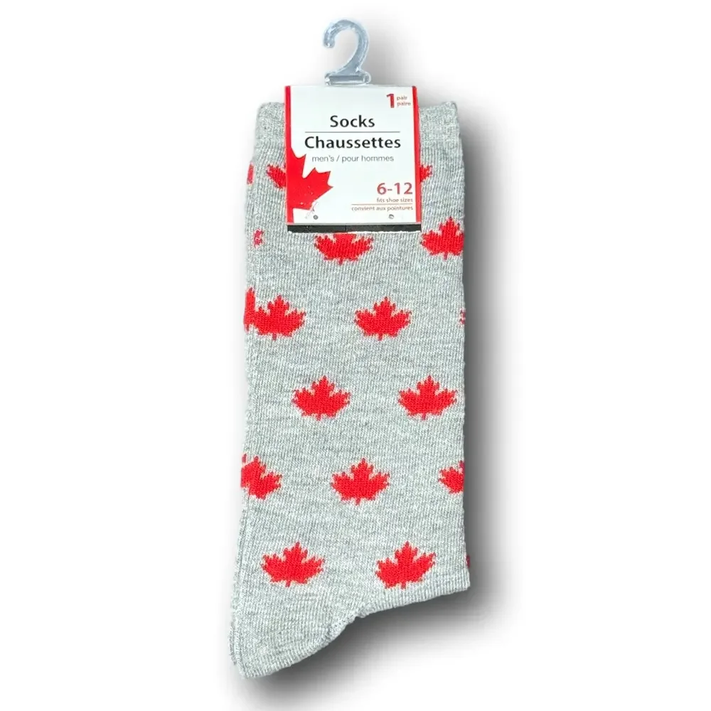 3/$18 Canadian Maple Leaf Funny Novelty Crew Socks - NWT
